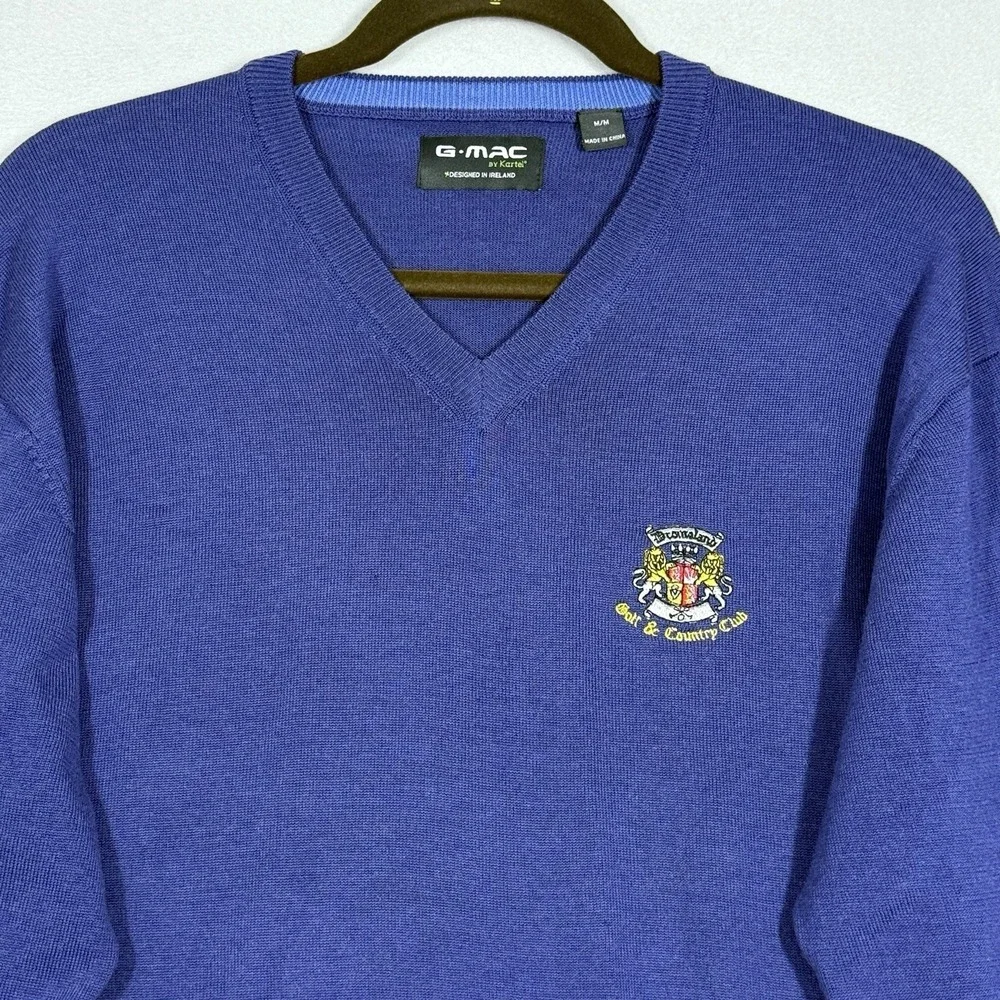 G MAC by Kartel Sweater Mens Medium Wool V Neck Pullover‎ Ireland Dromoland Golf - Picture 4 of 12